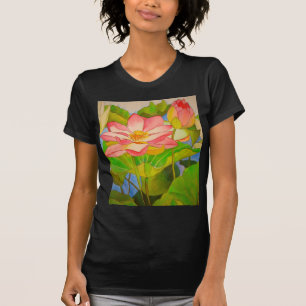 Lotus roze, waterlly waterverf kunst schilderij t-shirt