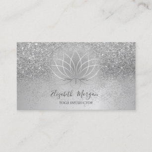 Lotus Silver Confetti Glitter Yoga Instructor Visitekaartje
