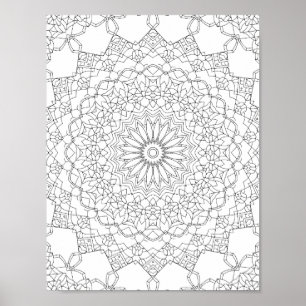 Lotus Ster Mandala Kleurplaat Gedetailleerd Patroo Poster