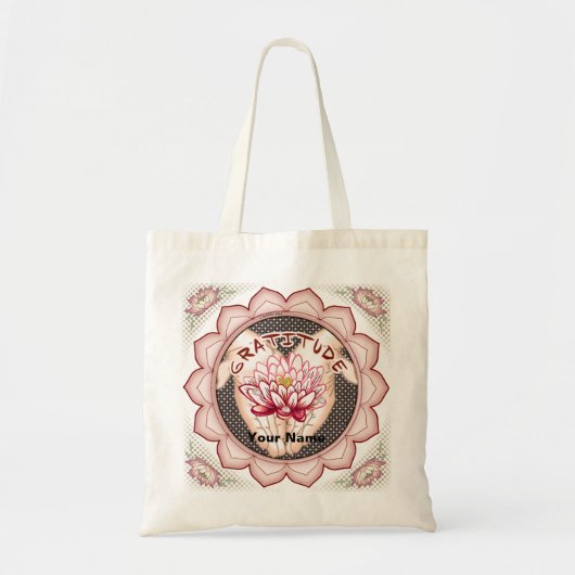Lotus-tas met dankbaarheid tote bag (Voorkant)