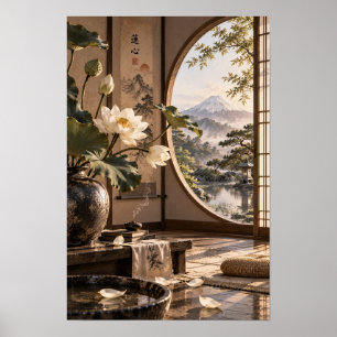 Lotus Theehuis Muur Kunst Zen Tuin Mount Fuji Poster