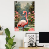 Lotus Vijver Roze Flamingo  Poster (Thuiskantoor)