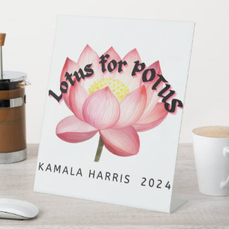 Lotus voor POTUS Harris verkiezing Reclamebord Met Voetstuk