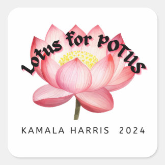 Lotus voor POTUS Harris verkiezing Vierkante Sticker