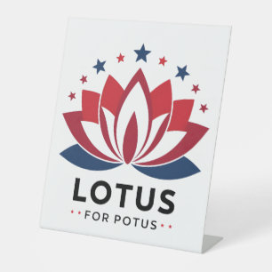 Lotus voor POTUS Kamala Harris 2024 Reclamebord Met Voetstuk