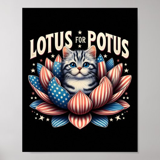 Lotus voor Potus US Flag Cat Lovers Kamala Harris Poster (Voorkant)