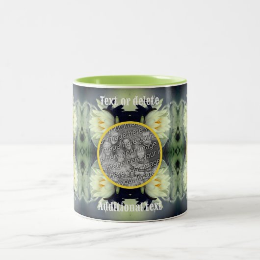 Lotus Water Lily Flower Creëer Uw eigen foto Tweekleurige Koffiemok (Center)