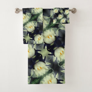 Lotus Water Lily Flower Pattern Bad Handdoek