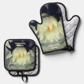 Lotus Water Lily Flower Personalized Ovenwant & Pannenlap Set (Voorkant / Achterkant)