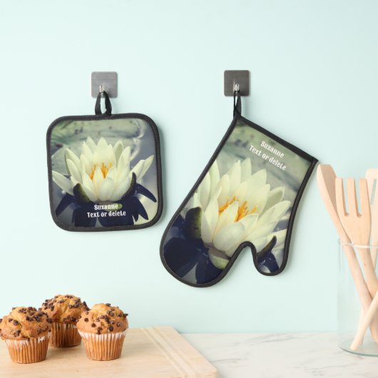 Lotus Water Lily Flower Personalized Ovenwant & Pannenlap Set (Insitu(Ophanging))