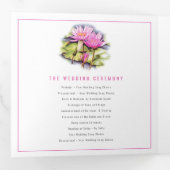Lotus waterlelie roze bloemen waterverf bruiloft drieluik programma (Binnenzijde eerst)