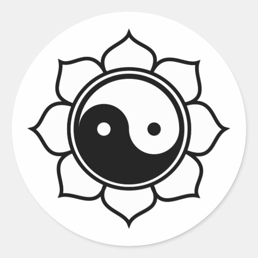 Lotus Yin Yang Ronde Sticker (Voorkant)