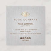 Lotus Yoga Instructor Gray Square Visitekaartje (Achterkant)