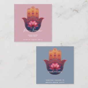 Lotus Zegen Hamsa Hand Vierkante Visitekaartje