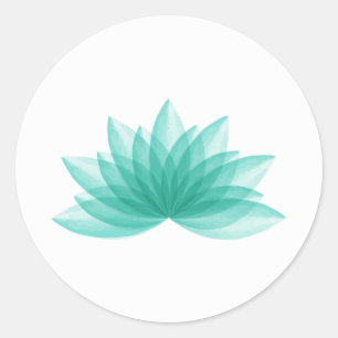 Lotusbloem in blauwgroen kleur ronde sticker