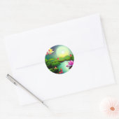 Lotusbloem in een vijver ronde sticker (Envelop)