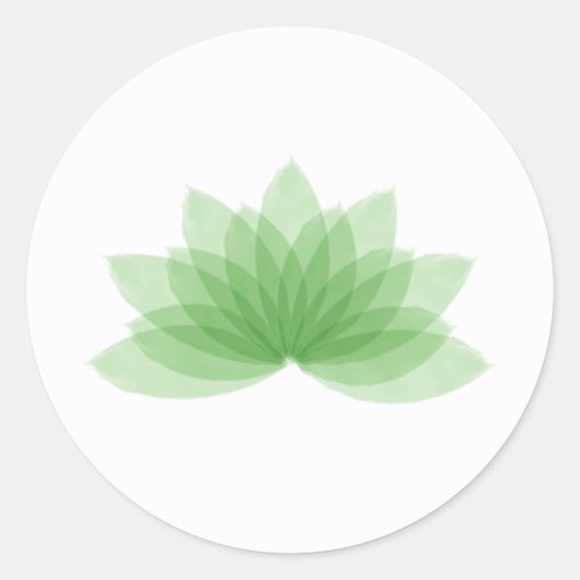 Lotusbloem in groene kleur ronde sticker (Voorkant)