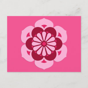 Lotusbloem Mandala, Fuchsia Roze en Bourgondiërroo Briefkaart