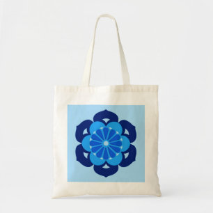 Lotusbloem Mandala, Indigo en Lichtblauw Tote Bag