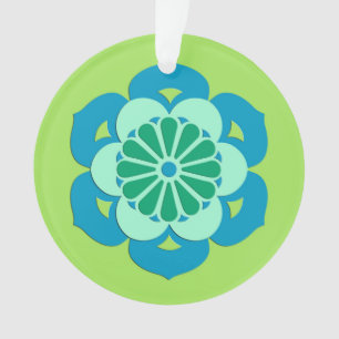 Lotusbloem Mandala, Limoengroen en Lichtblauw Ornament