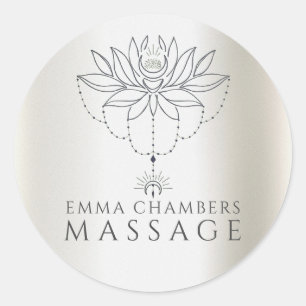 Lotusbloem Massage Therapeut Pearlescent Ronde Sticker