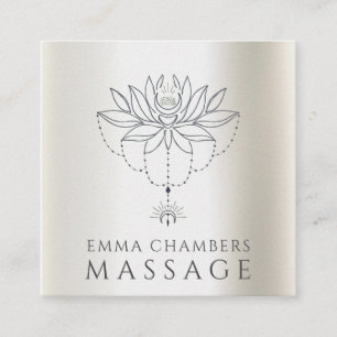 Lotusbloem Massage Therapeut Pearlescent Vierkante Visitekaartje