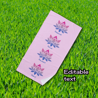 Lotusbloem roze uw tekst strandlaken