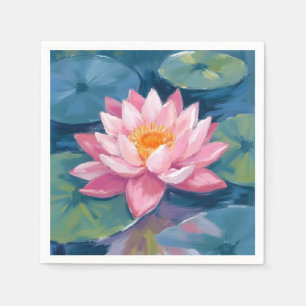 Lotusbloem Waterlelieblad Aquarel Servet