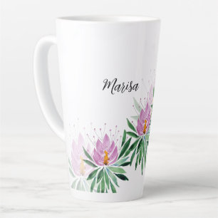 Lotusbloemen Bloeien Lila Paars Aquarel Latte Mok