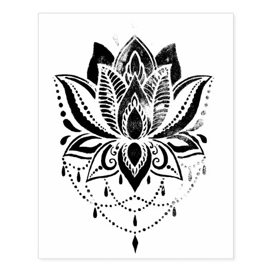 lotusbloemontwerp 1 rubberstempel 	rubberstempel (Afrduk)