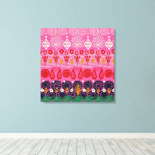 lotusblokroze canvas afdruk (Insitu (Houten vloer))