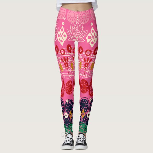 lotusblokroze leggings (Voorkant)