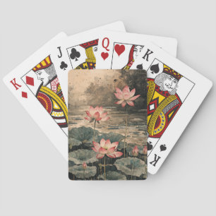 Lotusmeer in het maanlicht (3) pokerkaarten