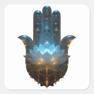 Lotusverlichting Hamsa-handsymbool Vierkante Sticker
