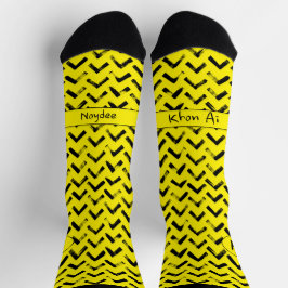 Loud Chevron Black and Yellow Name Initials Sokken