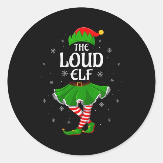 Loud Elf Christmas Family Girls Women Elf Squad Xm Ronde Sticker (Voorkant)