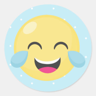 Loud Emoji-Stippen lachen Ronde Sticker