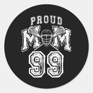 Loud Proud Lacrosse Mom Nummer Speler 99 Mama Fami Ronde Sticker