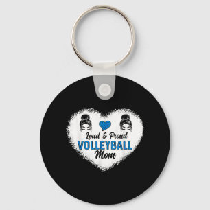Loud & proud Volleyball Mam Messy Bun Hair Moeder' Sleutelhanger