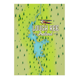 Lough Ree Ireland Map. Foto Afdruk