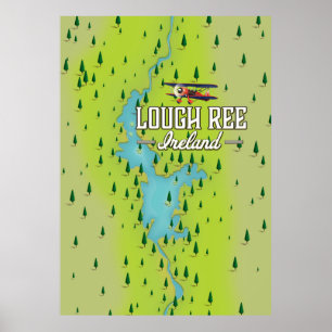 Lough Ree Ireland Map. Poster