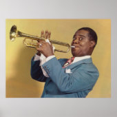 Louis Armstrong – kleurenjazzportret Poster (Voorkant)