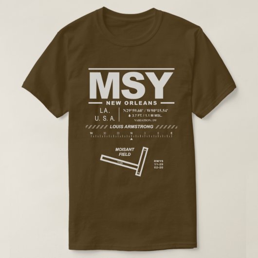 Louis Armstrong New Orleans Int Airport MSY TShirt (Design devant)