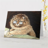 LOUIS ATTEND LA PENSÉE DE VOUS GRAY CAT Carte de v (Fleur jaune)