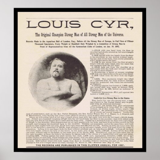 Louis CYR Sterkste Man in het universum rond 1897 Poster (Voorkant)