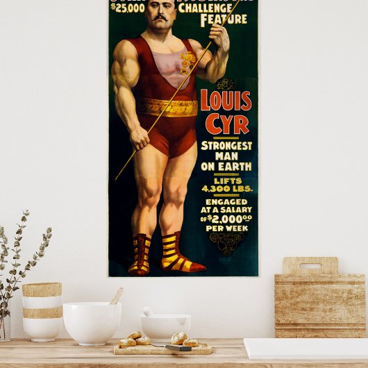 Louis Cyr, sterkste Man op aarde Poster (Keuken)