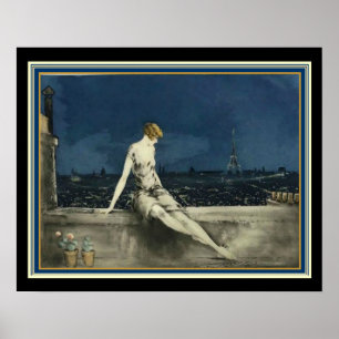 Louis Icart "Balcon à Paris" Déco Imprimer 16x20