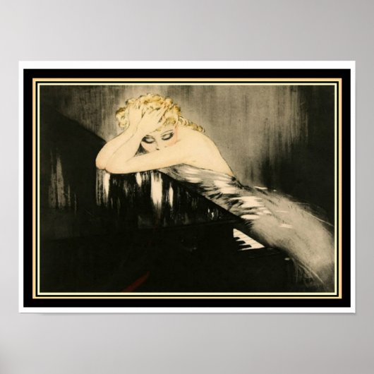 Louis Icart " Blonde au piano" 12 x 16 Poster (Devant)