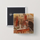 Louis Pasteur experimenteert Vierkante Button 5,1 Cm (Voorkant /achterkant)