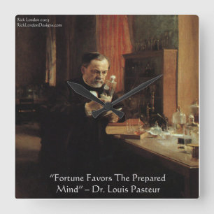 Louis Pasteur "Geluk" Quote Wandklok Vierkante Klok